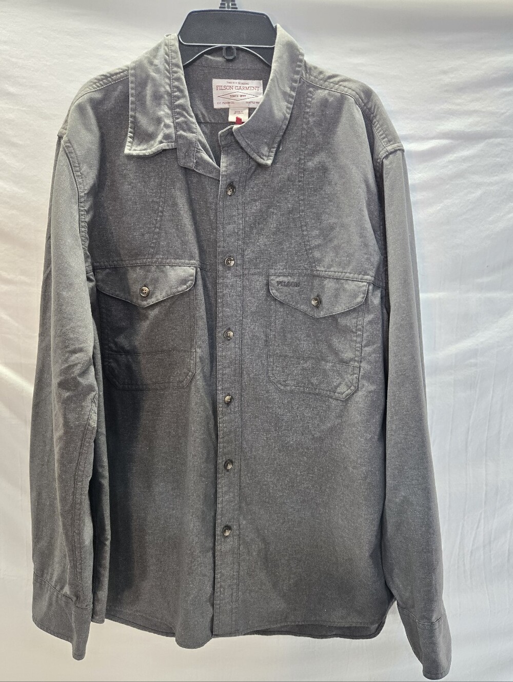 C.C. Filson Shirt Men's Large Shooting Hunting Pocket Gray